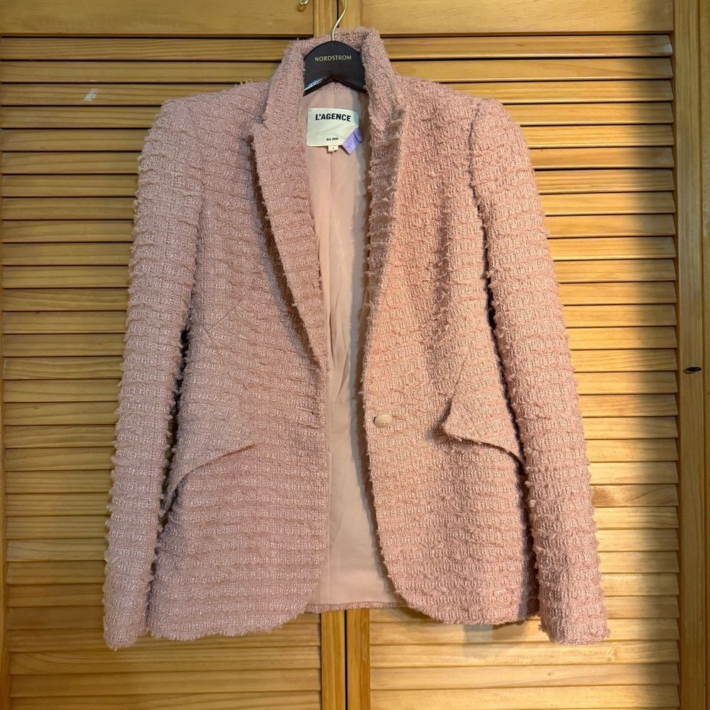 L'AGENCE Blush Kaisley Tweed Textured Blazer size 0